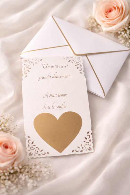 Carte "Petit secret" au coeur à gratter
